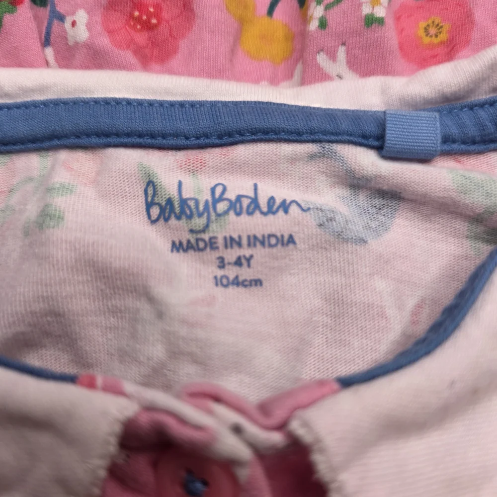 Baby Boden Pink Floral & Bunny Peter Pan Collar Dress